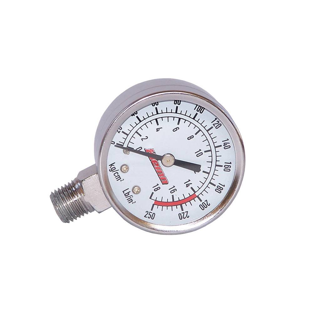 Model 1024 Stem Mount, Chrome-Plated, Single Needle 250 PSI Illuminated Air Pressure Gauge