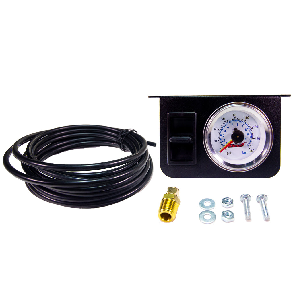 Model 1304: Illuminated Dual Needle Dash Panel 160 PSI Air Gauge Kit w/ Momentary Paddle Switch.