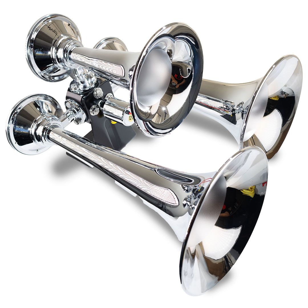 Model 500 Chrome Plated ABS Triple Train Horns w/ 307 Solenoid