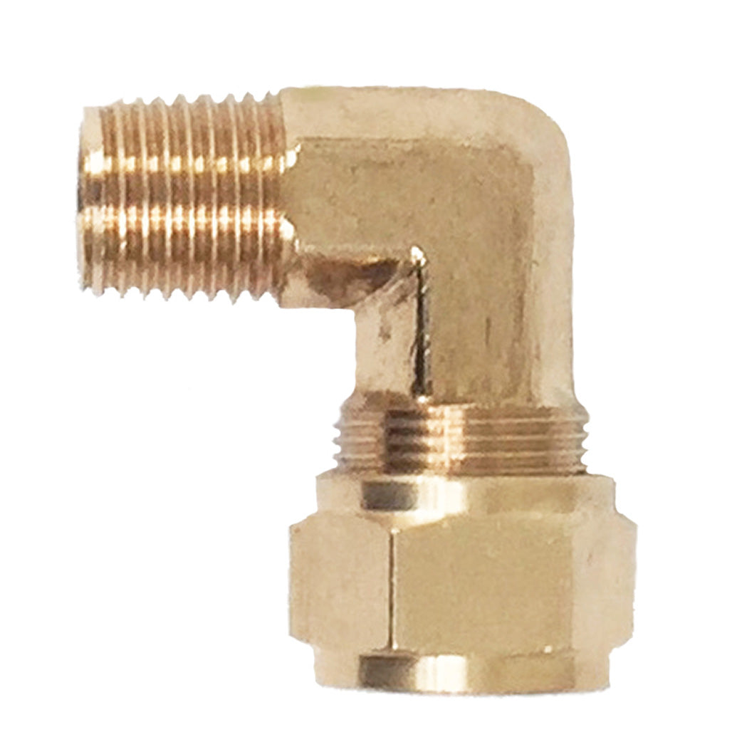 Model 51214L: Elbow Compression Fitting for 1/2" O.D. Air Line | 1/4" M NPT