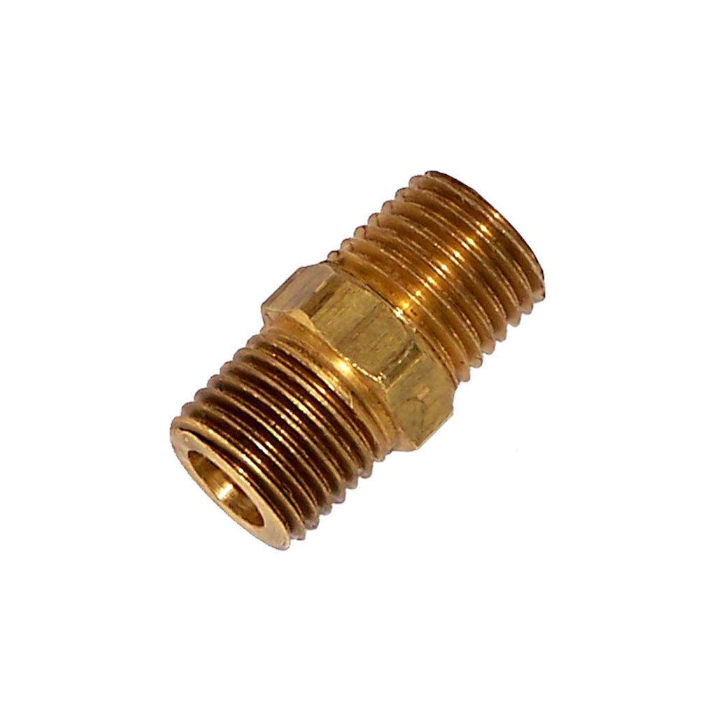 Model 51414N: Straight Hex 1/4" Coupler - 1/4" Male NPT to 1/4" Male NPT