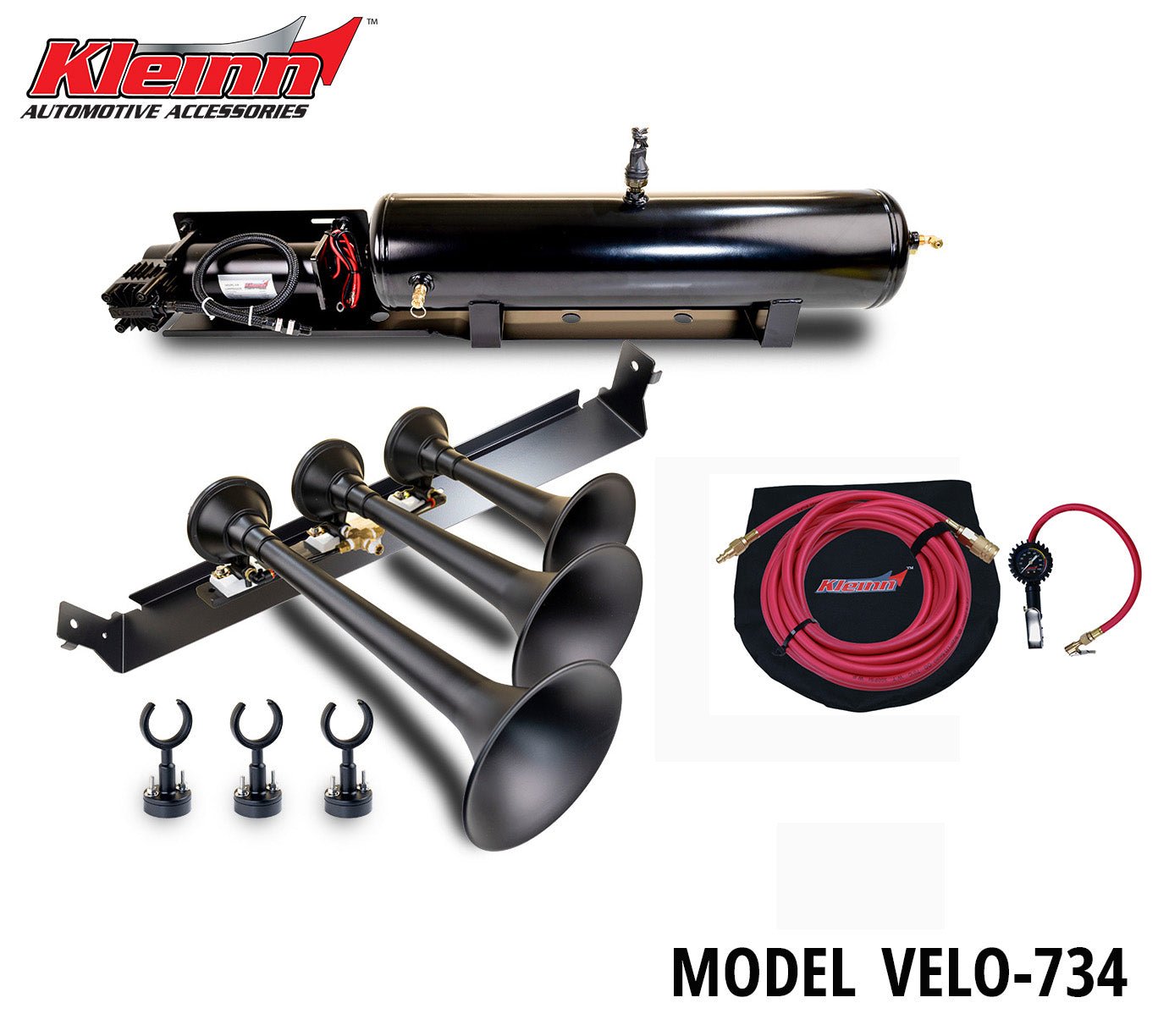 DIRECT FIT TRAIN HORN AND ONBOARD AIR SYSTEMS FOR 2009 - 2014 FORD F - 150 & SVT RAPTOR - Kleinn Automotive Accessories - KL VELO-734