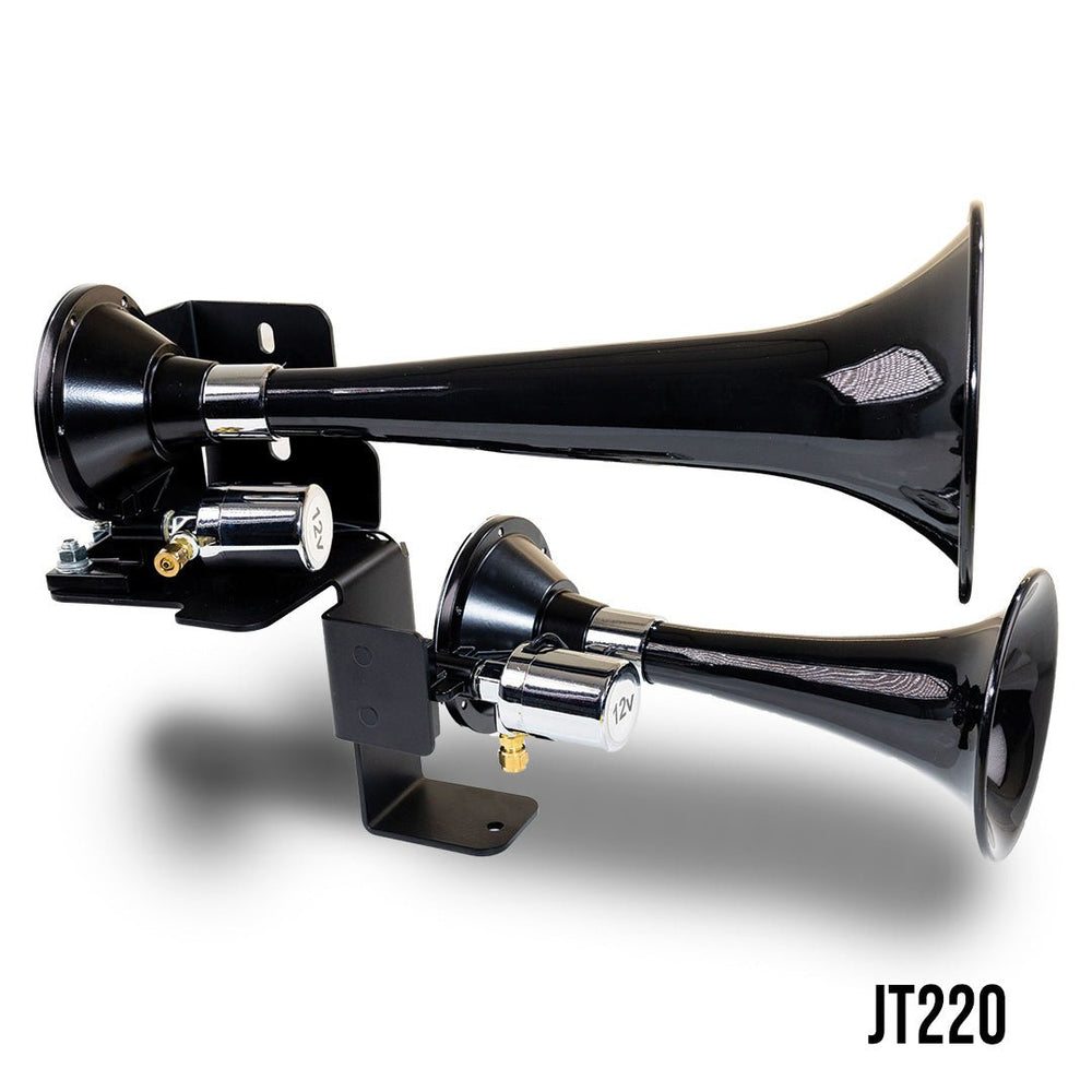 2020 - 2021 JEEP GLADIATOR JT BLACK DUAL AIR HORN ADD - ON KIT - Kleinn Automotive Accessories - KL JT220