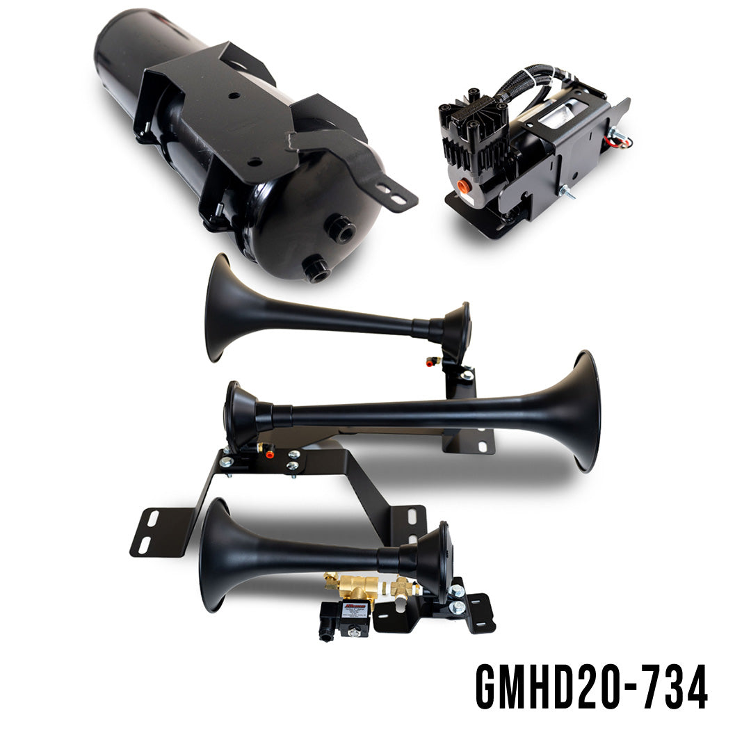 DIRECT FIT TRAIN HORN AND ONBOARD AIR SYSTEMS FOR 2020-2024 GM 2500HD/3500HD