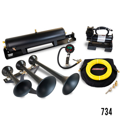 Bolt-On Train Horn and Onboard Air Systems | Horn Installed in Spare Tire Location for 2017-2025 Ford Super Duty F-250, F-350, and F-450.