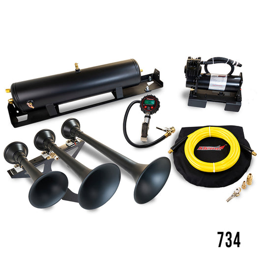 Bolt-On Train Horn and Onboard Air Systems | Horn Installed in Spare Tire Location for 2017-2025 Ford Super Duty F-250, F-350, and F-450.