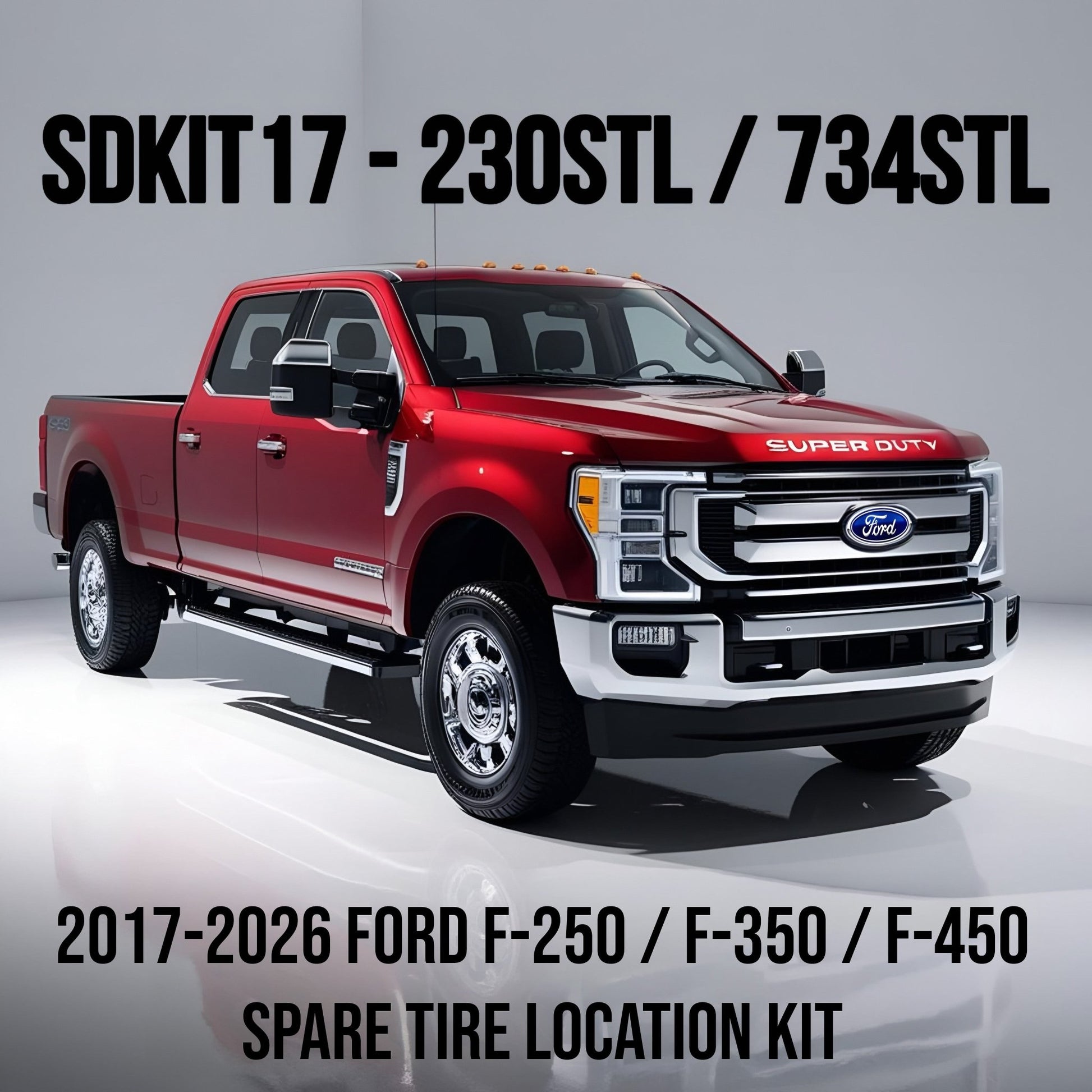 Bolt - On Train Horn and Onboard Air Systems | Horn Installed in Spare Tire Location for 2017 - 2026 Ford Super Duty F - 250, F - 350, and F - 450. - Kleinn Automotive Accessories - KL SDKIT17-734STL