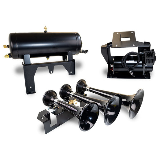 DIRECT FIT TRAIN HORN AND ONBOARD AIR SYSTEMS FOR 2007 - 2020 TOYOTA TUNDRA - Bad Ass - Model 230 Train Horn and Onboard Air System - SOD - Kleinn Automotive Accessories - KL TUN - 230 - SOD