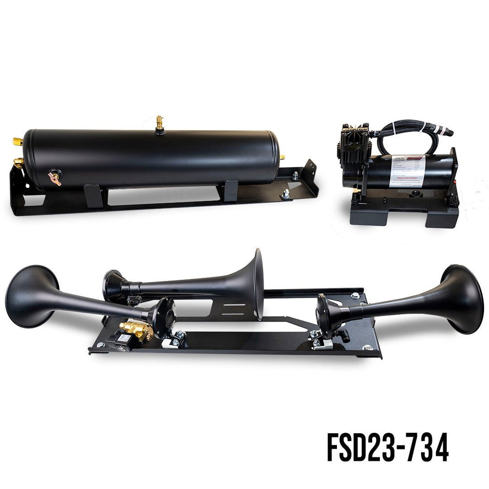 DIRECT FIT TRAIN HORN AND ONBOARD AIR SYSTEMS FOR 2023 - 2024 FORD SUPER DUTY F - 250 / F - 350 / F - 450 - Kleinn Automotive Accessories - KL FSD23 - 734