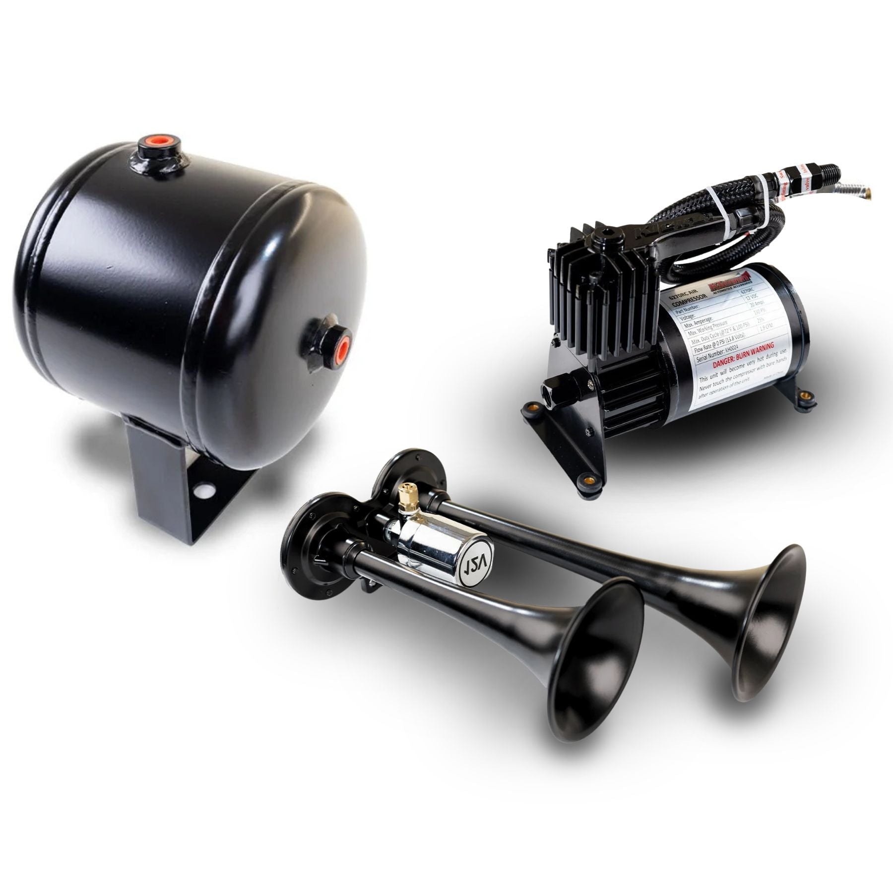Model HK1: ProBlaster Black Compact Dual Air Horn Kit - Kleinn Automotive Accessories - KL HK1