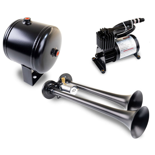 Model HK2 - 1: Universal ProBlaster Black Compact Dual Air Horn System - Kleinn Automotive Accessories - KL HK2-1