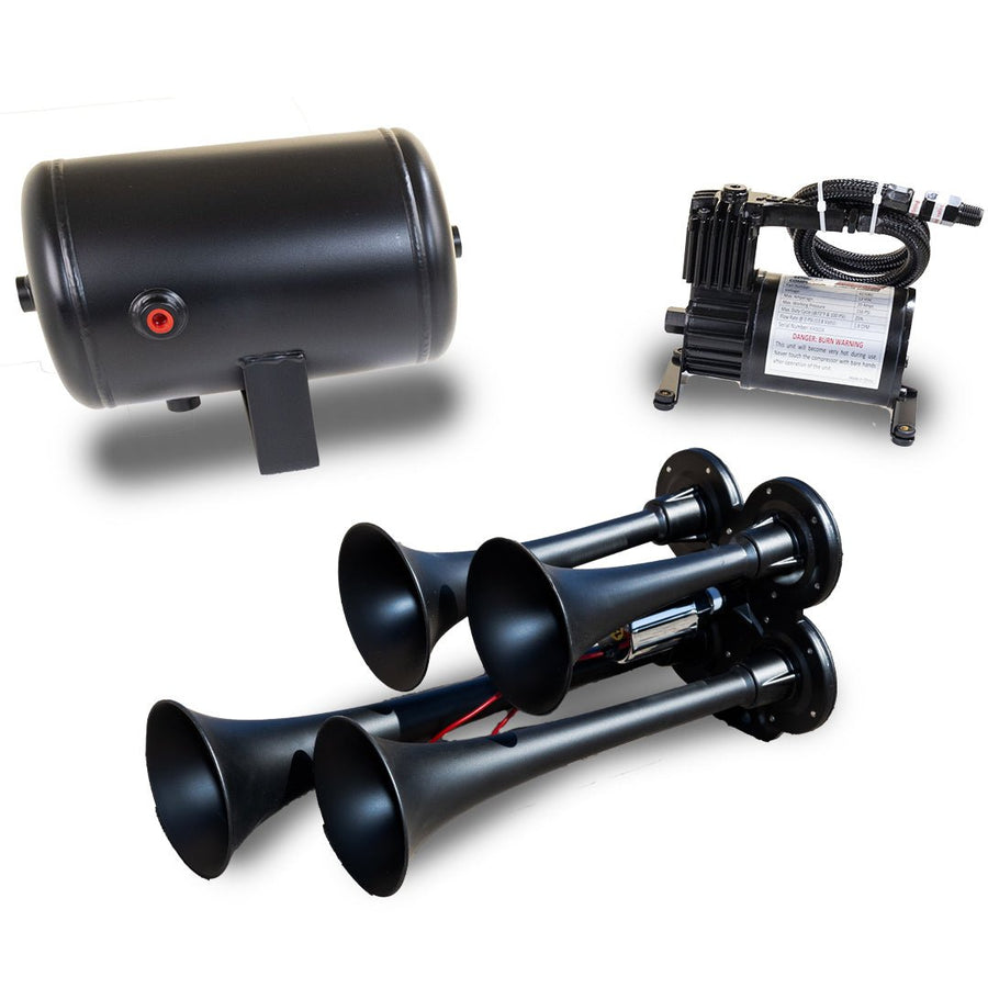 Model HK4 - 1 Black Quad Air Horn Kit - Kleinn Automotive Accessories - KL HK4 - 1