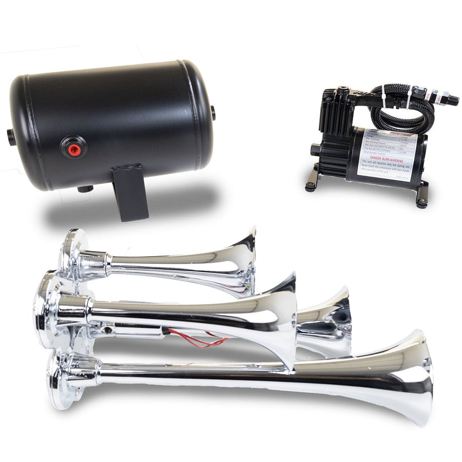 Model HK4 Chrome Quad Air Horn Kit - Kleinn Automotive Accessories - KL HK4