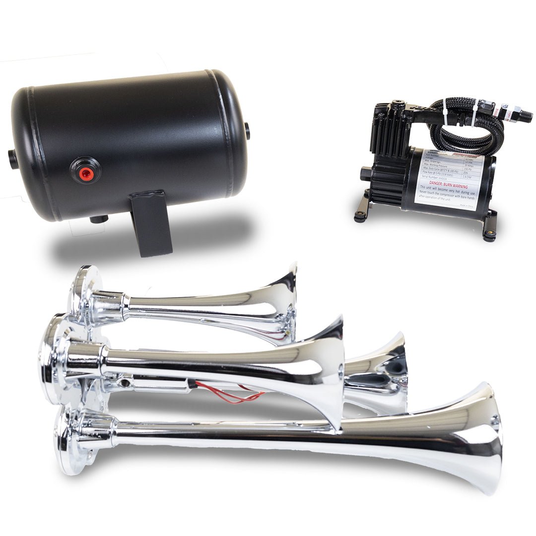 Model HK4 Chrome Quad Air Horn Kit - SOD - Kleinn Automotive Accessories - KL HK4 - SOD