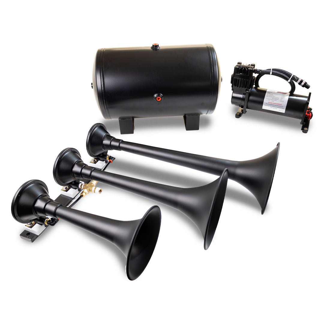 Model HK9: Universal Demon Steel Triple Train Horn / Onboard Air Kit