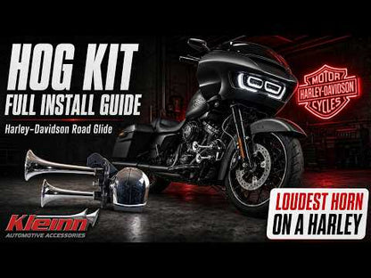 Satin Black Dual Air Horn System For 1979 and Later Harley-Davidson Motorcycles