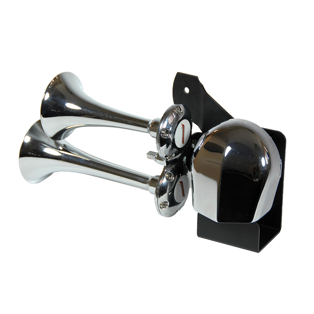 Kleinn Horns HOGKIT-1 Bolt-On Chrome Dual Air Horn System For Harley Davidson